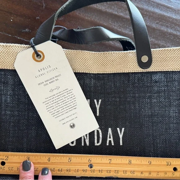 New, Apolis Black and Tan '”My Sunday Bag'” Market Bag - Picture 5 of 6